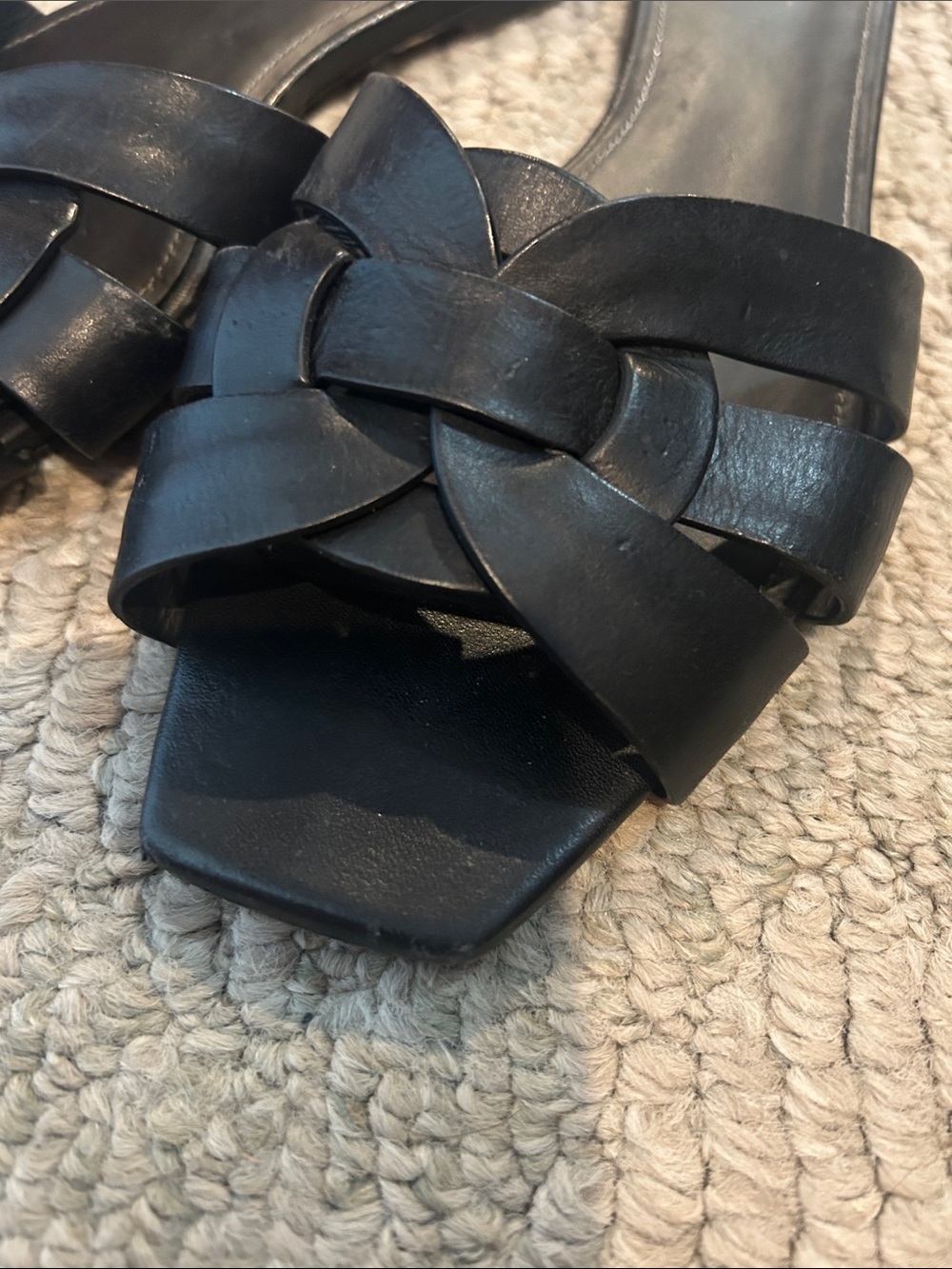 Saint Laurent Black Interwoven Slide Sandals - Picture 4 of 15